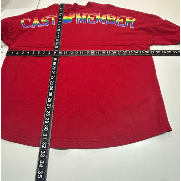 Disney Parks Spirt Jersey Mens XL Red Mickey Mouse Rainbow Pride Cast Member NWT - Picture 7 of 11